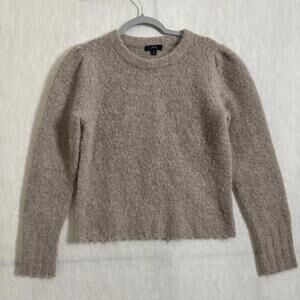 J.Crew Women's Size Small Brown Alpaca Blend Puff Sleeve Crewneck Sweater